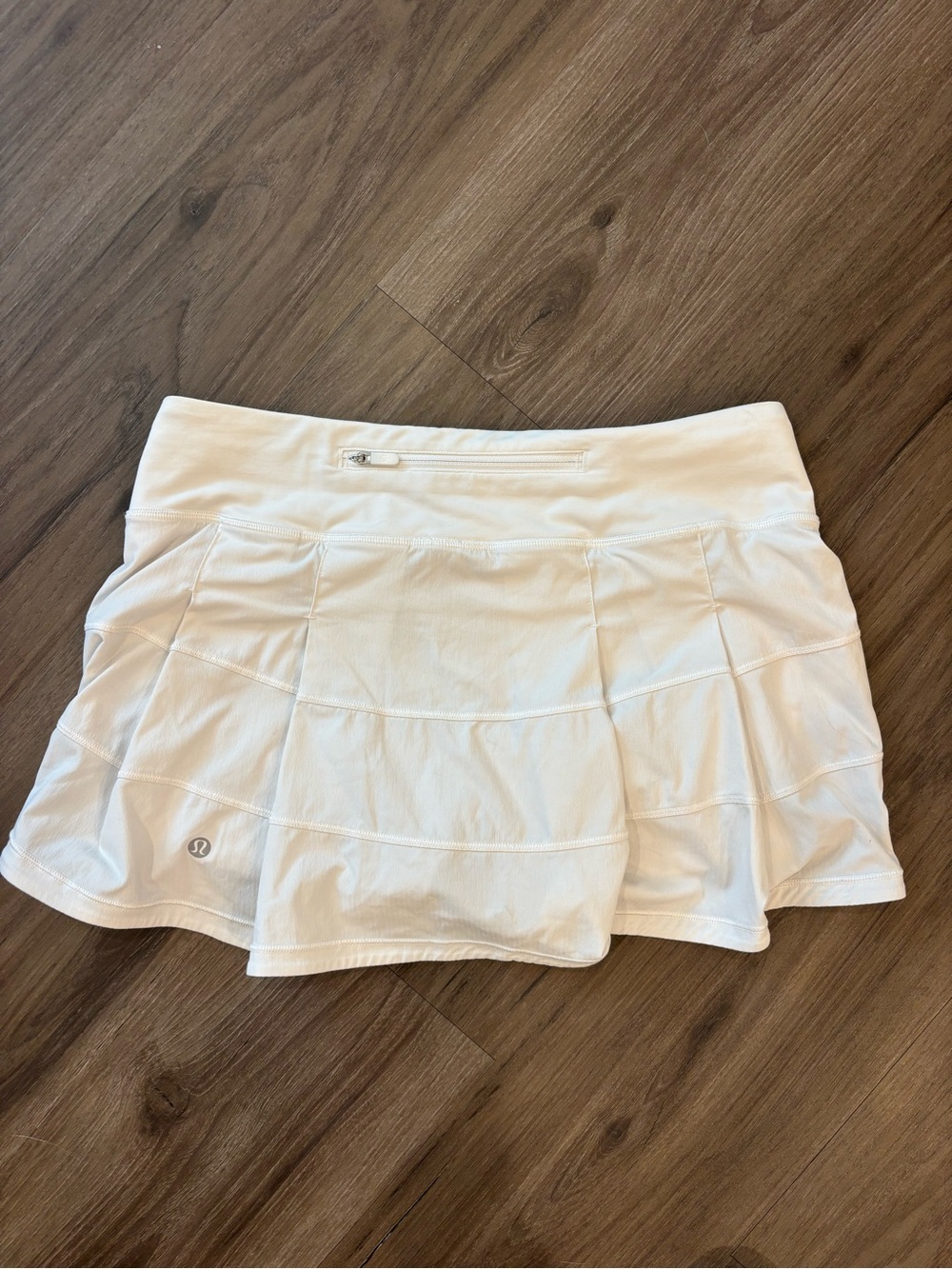 lululemon athletica White Pleated Athletic Skirt with Zip Pocket
